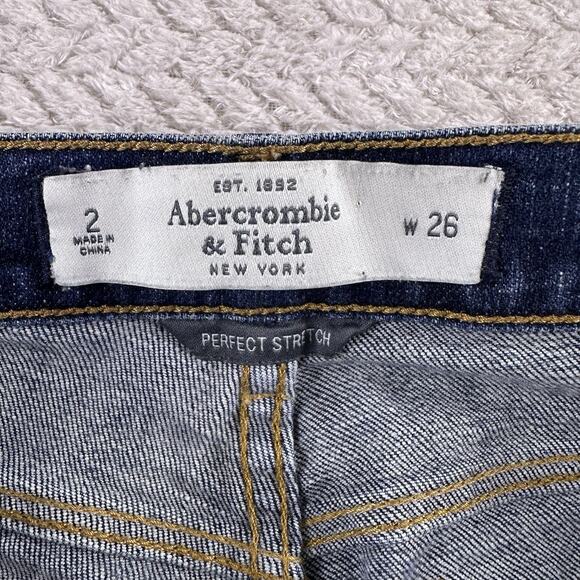 Abercrombie & Fitch Jeans Women’s Slim Straight Low Rise 26/2 Whiskered Blue - Picture 11 of 13